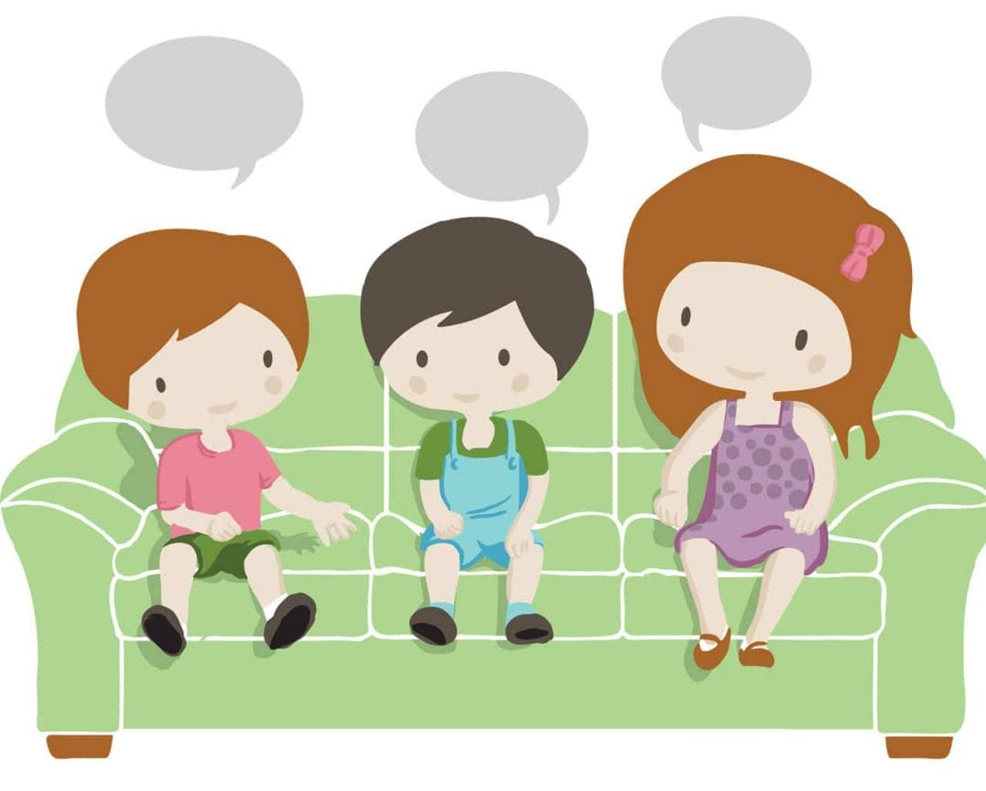 Kids talking on the lounge illustration for Kids Book Therapy Psychologist