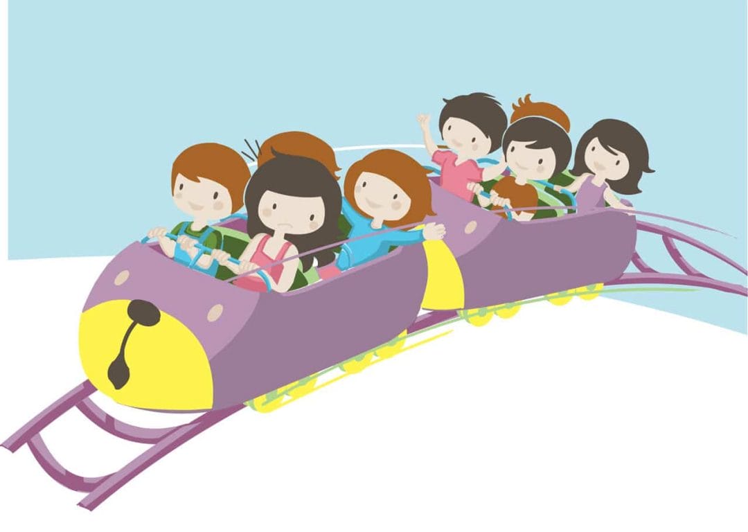 children on rollercoaster illustration - connecting kids