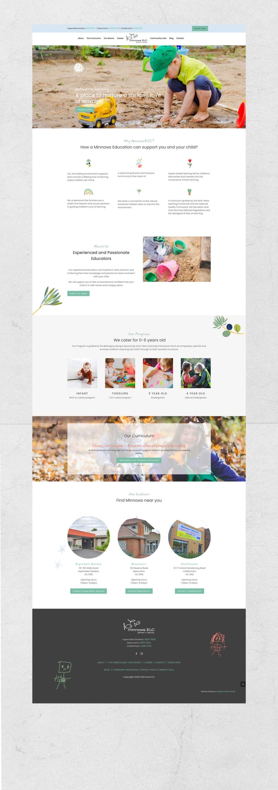 Homepage Web Design Elc Childcare Minnows 02