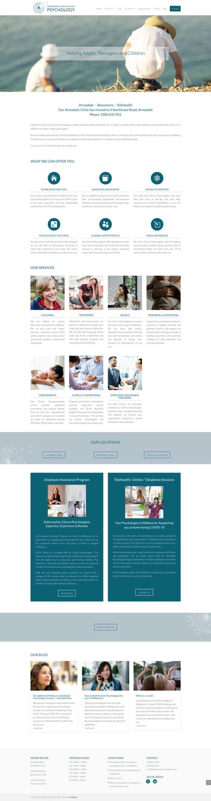 melbourne clinical & child psychology website design cheltenham