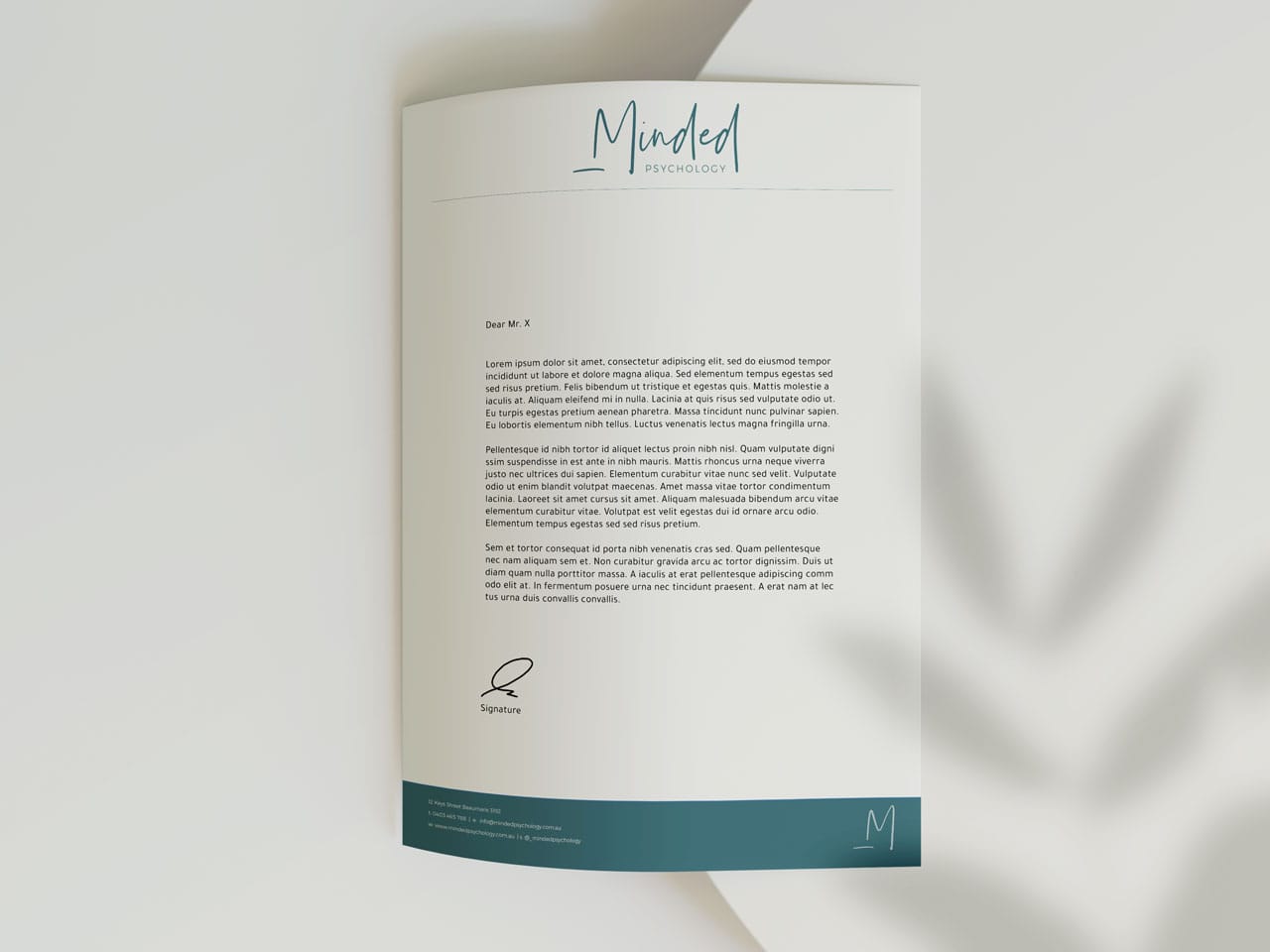 minded psychology letterhead design
