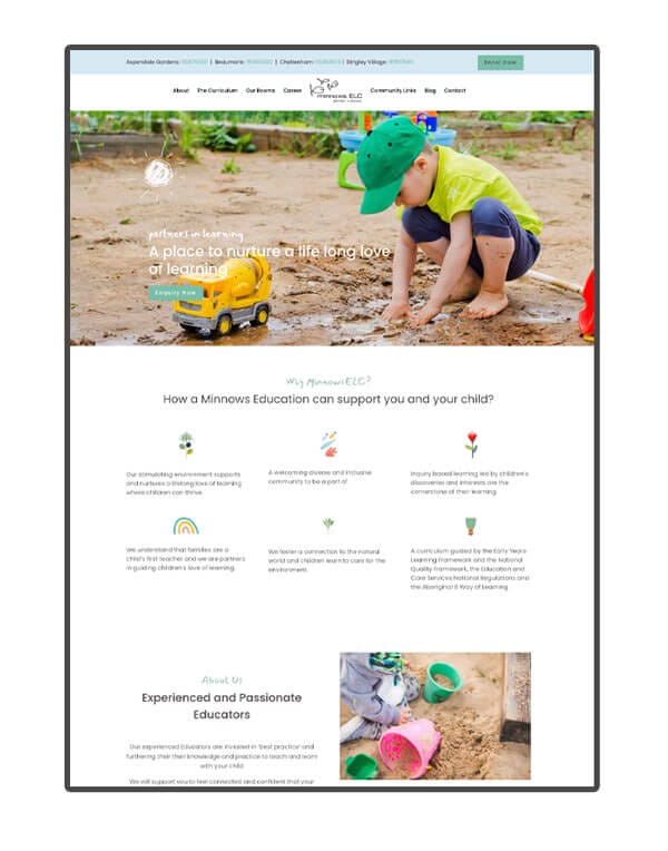 minnows daycare website design