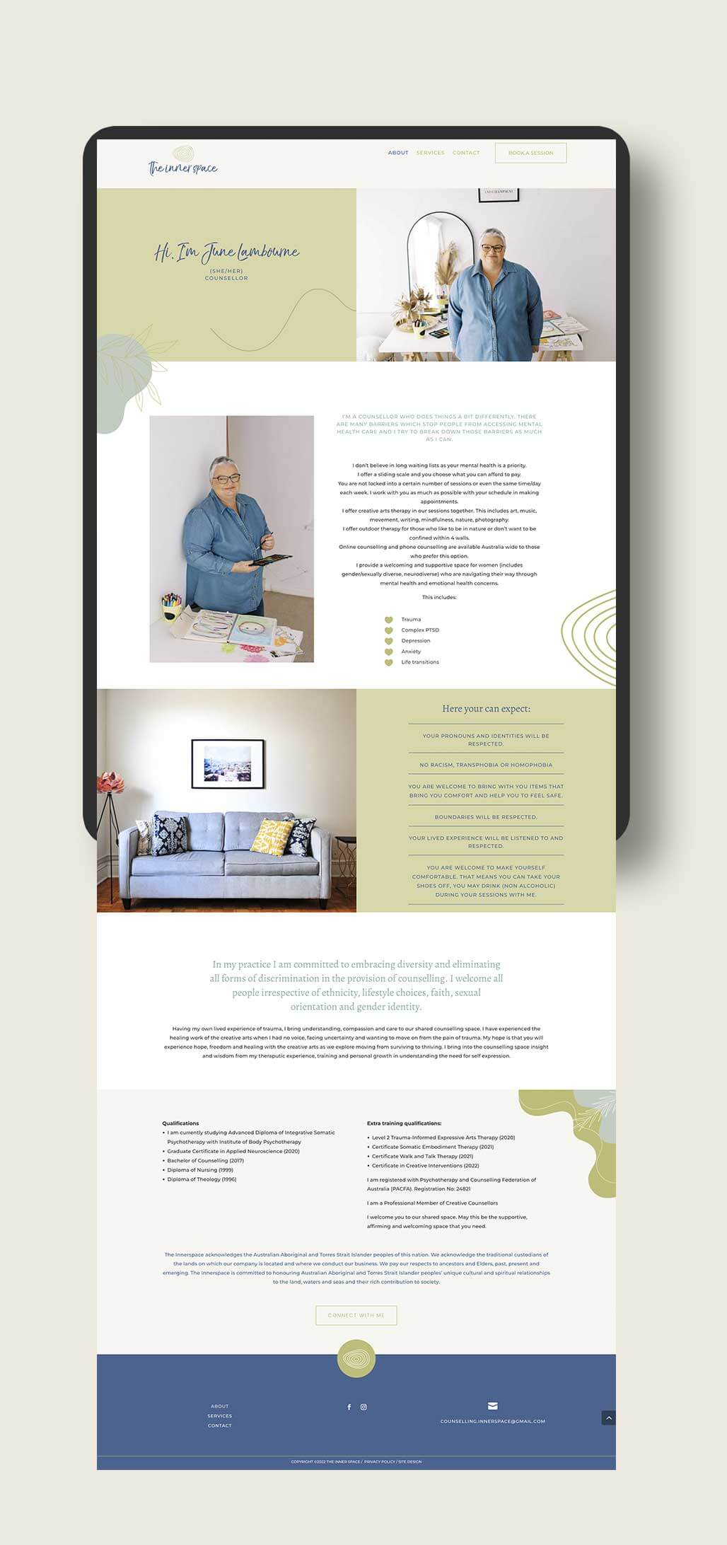 web design for trauma counsellor wordpress