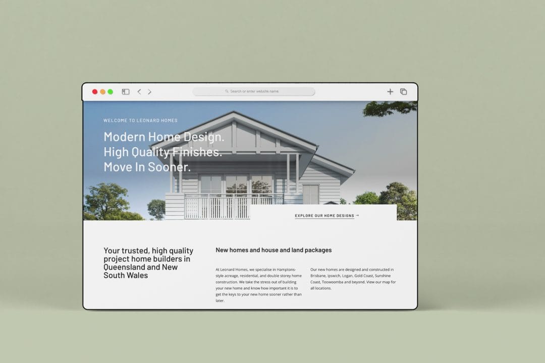 leonard home builder nsw website design