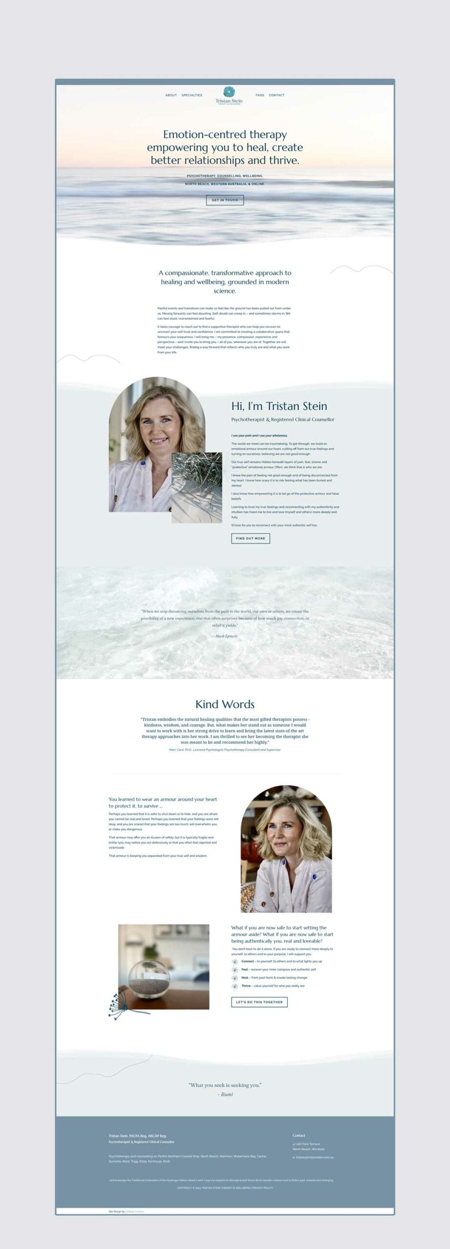 Tristan Stein's website design inspired by the ocean.
