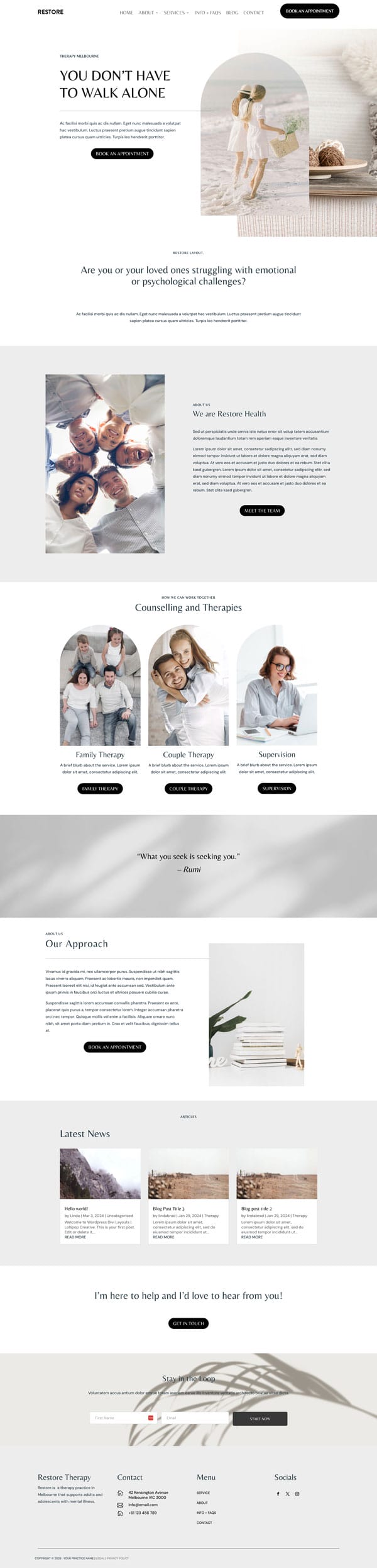 a homepage design from website template for psychologists and therapists